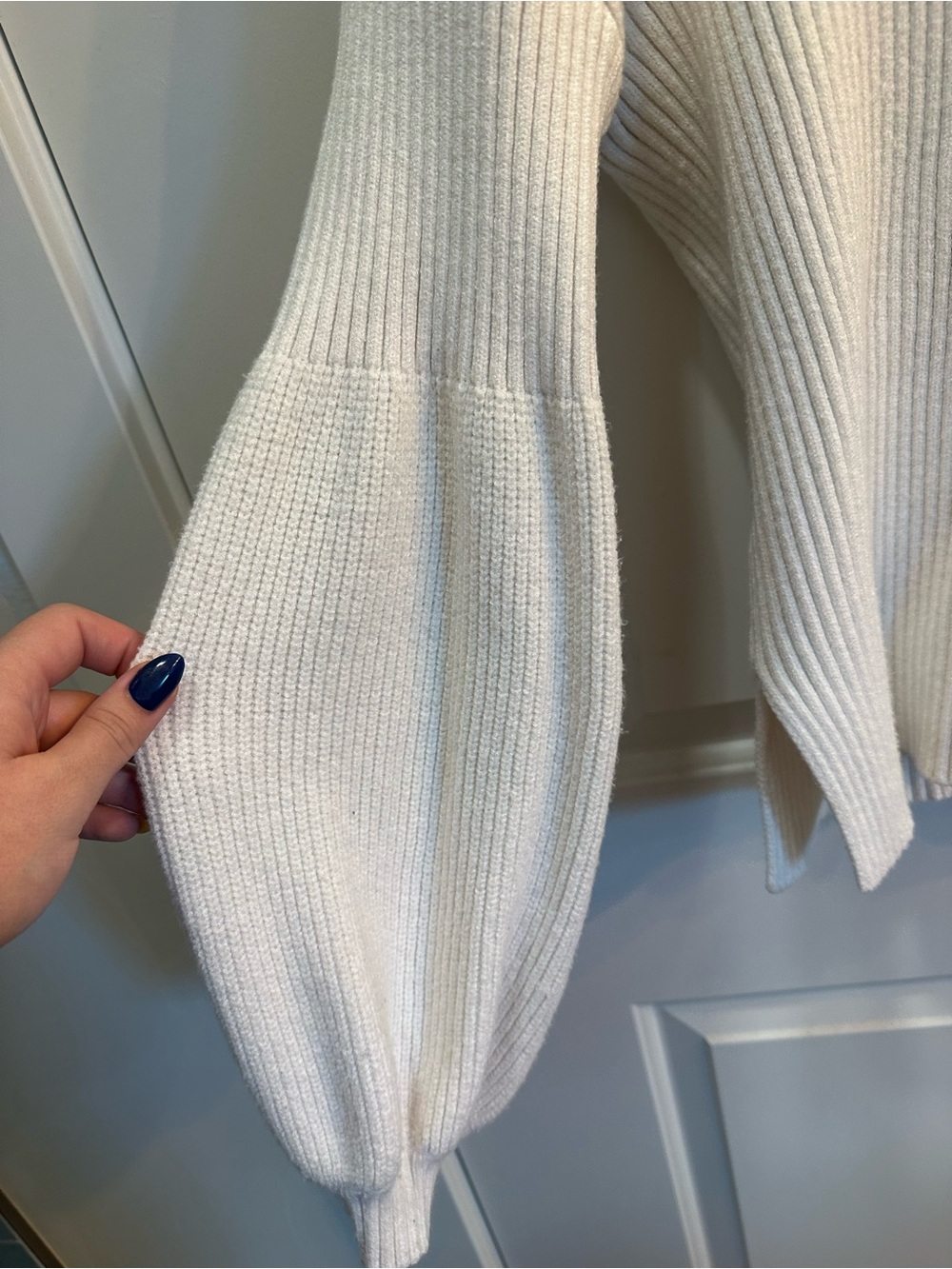Amazon Cream Ribbed Mock-Neck Sweater - Picture 4 of 4